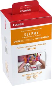 Canon RP-108 Color Ink/Paper Set, Compatible with Selphy CP910/CP820/CP1200/CP1300/CP1500